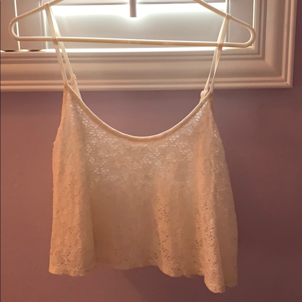 American rag creme colored lace crop top